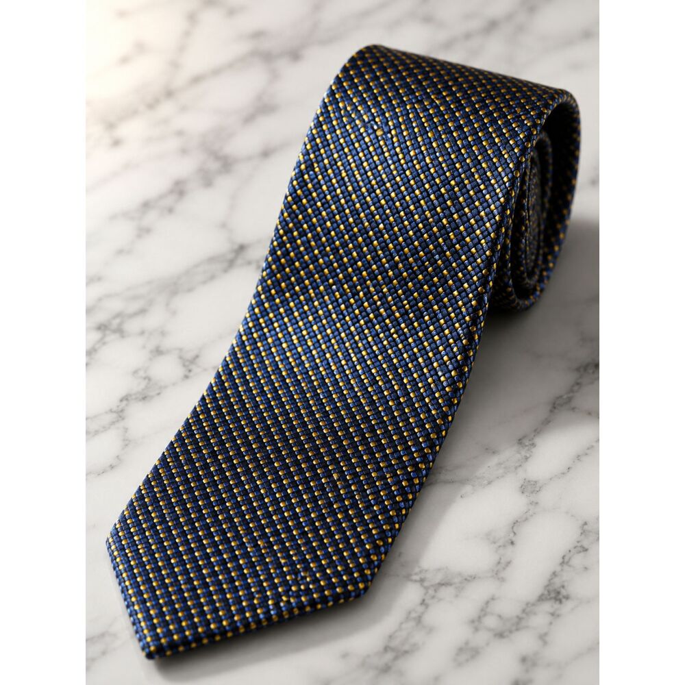 Ermenegildo Zegna Black Blue Gold Square Dot Luxury Silk Tie